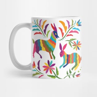 Mexican Otomí Floral Composition with animals by Akbaly Mug